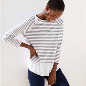 LOFT Striped Mixed Media Top